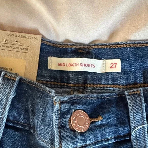 Levi's Blue Denim Shorts with Rolled Hem - Picture 3 of 5